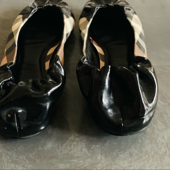 BURBERRY All leather Nova Check/Patent Leather Ballet Flats - Picture 3 of 8